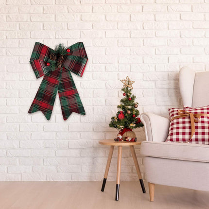 URATOT 6 Pack Christmas Wreaths Bows with Pinecones Needles Xmas Decorations Bows Natural Christmas Tree Bows for Holiday Decoration or DIY Crafts, 9 x 12 Inches