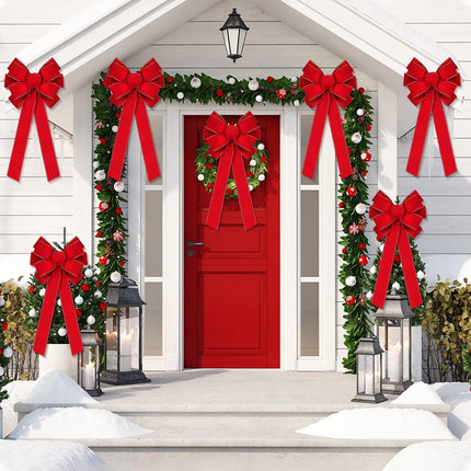 Yinkin 15'' x 44'' Extra Large Christmas Bow Bulk Ribbon Velvet Wreath Bows with Gold Edge Christmas Handmade Tree Topper Ornament for Wrapping,Xmas Outdoor Indoor Home Decor (12 Pcs)