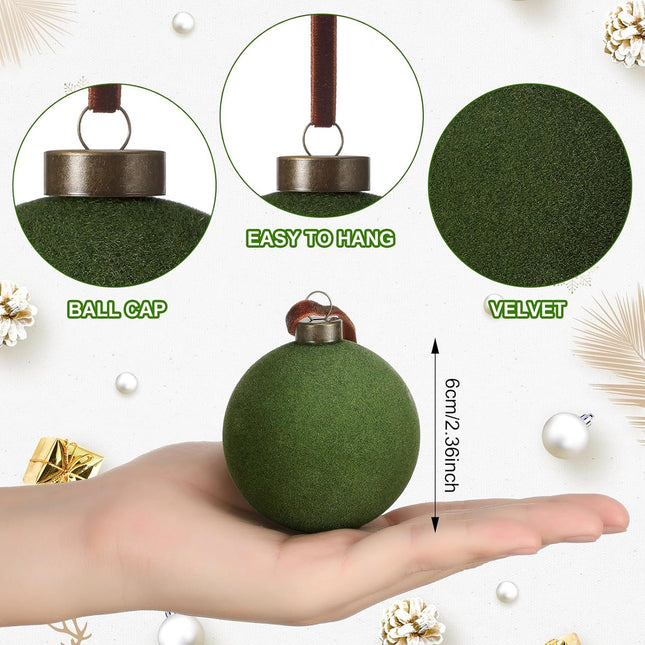 Sotiff Christmas Tree Decorations 2.4 Inch Velvet Christmas Balls Christmas Ornaments Balls for Family Holiday Wedding Party Xmas Tree Hanging Decoration (Multicolor,24 Pcs)