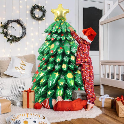 51 Inch Christmas Tree Balloons Self Standing with Golden Star Balloon – Perfect Xmas Party Decorations & s for Kids