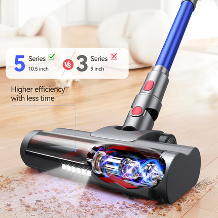 Cordless Vacuum Cleaner, Powerful Multi Cyclone Stick Vacuum With Large Floor Brush, 8 In 1 Lightweight Handheld Vacuum 40Mins Runtime, Ideal For Hardwood Floors Carpets Blue