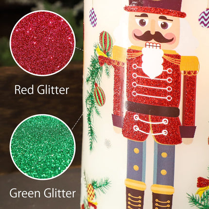 Flameless Christmas Candles Battery Operated, Realistic Flickering Flameless Candles with Timer & Remote, Holiday Led Pillar Candles for Holiday Decorations, Nutcracker