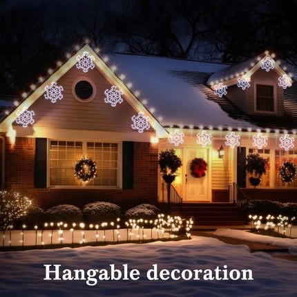 8 Pack Christmas Pathway Lights 11 x 27 Inch Large Snowflake Lights Outdoor Waterproof LED Plug in & Connectable Decorative Lights Outdoor Christmas Decorations for Yard Lawn Garden Decor