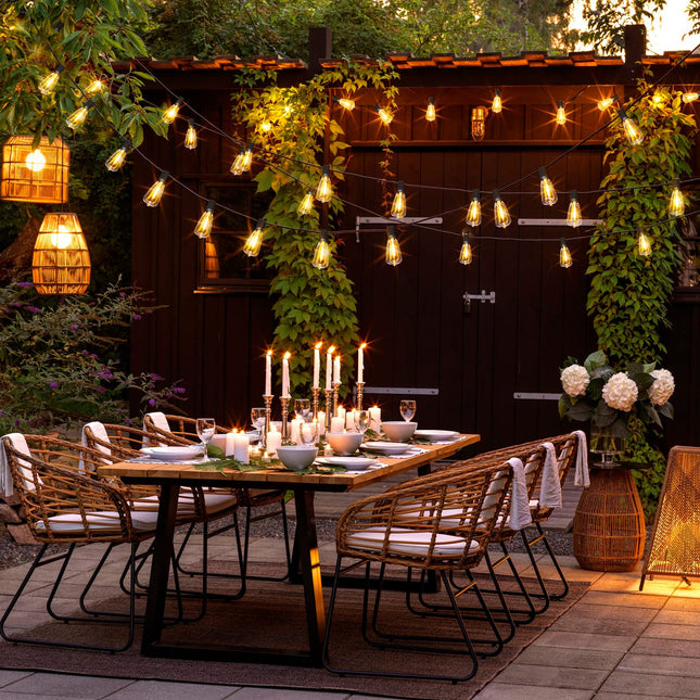 Outdoor String Lights, 50FT 2200K LED Patio Lights with ST38 Waterproof Bulbs, Retro Connectable String Lights for Patio Backyard Balcony