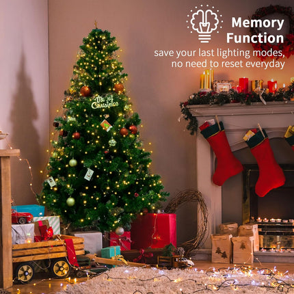 BOLWEO Christmas Tree Lights, 280LED Christmas Lights for Tree 8 Modesfor 6ft-7ft Christmas Tree, UL Certified Indoor Outdoor Christmas Decorations 8 6.6ft Drops Warm White