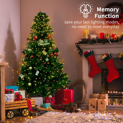 BOLWEO Christmas Tree Lights, 592LED 16 Lines Christmas Lights for Tree 8 Modes for 8ft-10ft Christmas Tree, UL Indoor Outdoor Christmas Decorations 16 9.8ft Drops Warm White