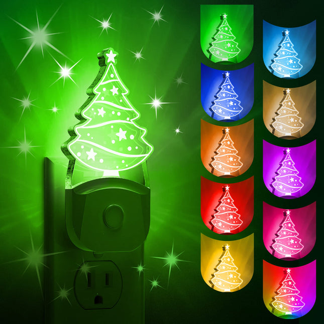 L LOHAS LED Christmas Night Light for Kids[2 Pack], Night Lights Plug into Wall, Dusk to Dawn, RGB & Color Changing & Soft White 3000K, Christmas Décor LED Night Light for Kids, Bedroom, Hallway