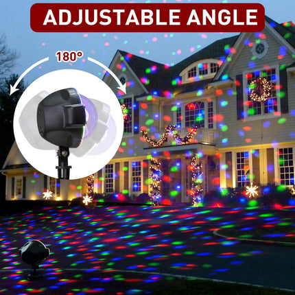 PEIDUO Christmas Projector Lights Outdoor, RGBW Projection Spotlights with Multifunction Controller, Falling Snowflake Projector for Outside Indoor Holiday Party Xmas Decorations, Waterproof, Plug in
