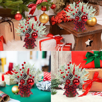XJar Small Christmas Tree, Tabletop Artificial Mini Christmas Tree, 9 Inch Artificial Small Potted for Christmas, Suitable for Family Gathering, Indoor Fireplace Christmas Decoration