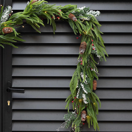 Real Touch Norfolk Pine Christmas Garland, Soomeir Christmas Wreath, Evergreen Artificial Decor Ornaments, for Home Mantle Fireplace Staircase Lintel Decoration