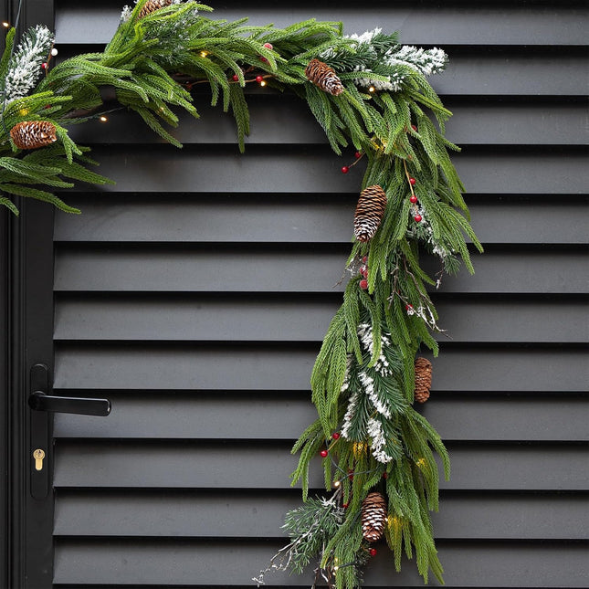 Real Touch Norfolk Pine Christmas Garland, Soomeir Christmas Wreath, Evergreen Artificial Decor Ornaments, for Home Mantle Fireplace Staircase Lintel Decoration