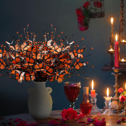 8 Pcs Christmas Tree Flower Picks Artificial Berries Stem Decoration Flower Vase Filler Ornament Table Centerpiece Picks Spray for Halloween Christmas Tree Topper DIY Home Decor (Monarch Butterfly)