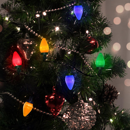Anycosy Christmas Lights, 29.5 FT 60 LEDs C7 Battery Operated Strings Lights 8 Modes with Auto On/Off Time for Xmas Tree Garland Garden Patio Indoor Outdoor Christmas Decorations