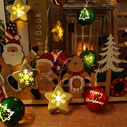Christmas Decorations Lights, 13.5ft 20 Led Battery Christmas Lights with Timer & 8 Modes, Christmas Ball & Star Ornaments Lights for Xmas Tree Wreath Window Wall Home Garden Outdoor Indoor Decor