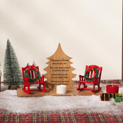 Christmas in Heaven Decoration Christmas Memorial Candle Holders Rocking Chair Ornament Save A Seat Memorial Xmas Decor