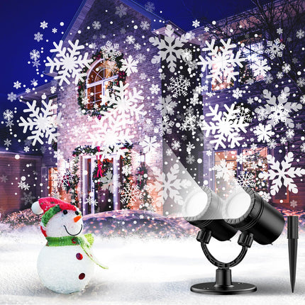 Christmas Snowflake Projector Lights, Model Dual-Head Snowfall Projector Lights for Xmas Holiday, Weddings, Indoor and Outdoor Decor of Yard, Wall, Garden, Patio and Party