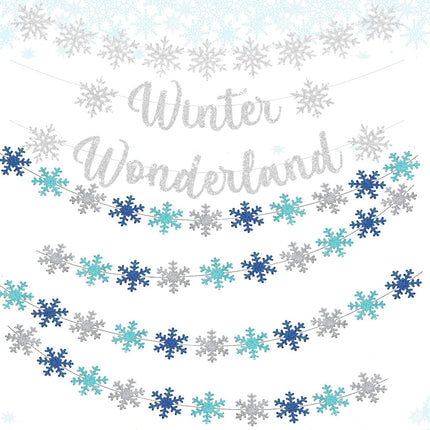 Winter Wonderland Decorations/Snowflake Hanging Decorations/Christmas Snowflakes Garlands for Christmas Ornaments/Frozen Birthday Wedding