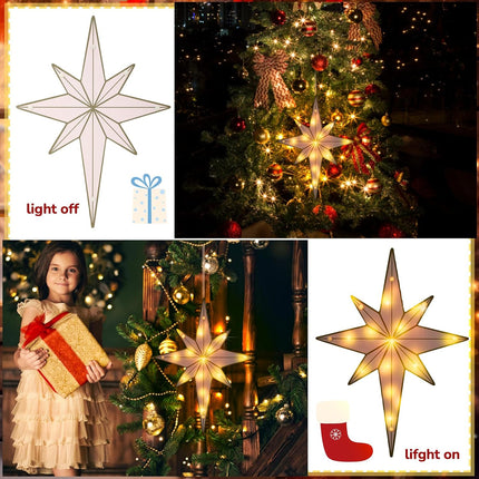 VIHOSE 17'' Bethlehem Star Christmas Light Christmas Silhouette Window Light LED Bethlehem Star Christmas Tree Wreath Decorations Accessories Hanging Ornaments for Home Yard Wall Outdoor