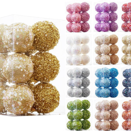 12CT Christmas Ball Ornaments, Gold Christmas Ball Decorations Shatterproof Plastic Hanging Pearl Balls for Holiday Party(70mm/2.76")