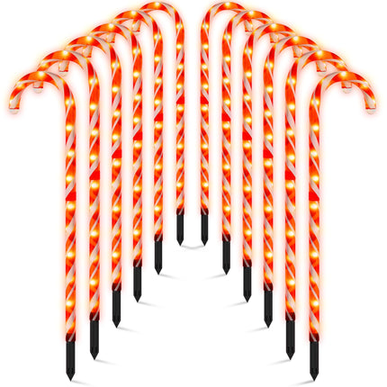COOLWUFAN 40" Candy Cane Lights for Outdoor Christmas Decorations, Set of 12 Pack Extra-Large Candy Cane Pathway Lights, Lighted Candy Canes with Stakes and 168 Bright LED for Xmas Outside Decor