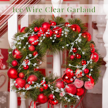 15 FT Ice Wire Clear Garland,Christmas DiamondTree Decor,Plastic Clear Acrylic Crystal Diamond Jewel Bead Garland Ornaments for DIY Wreath Crafts,Christmas Decorations,Wedding