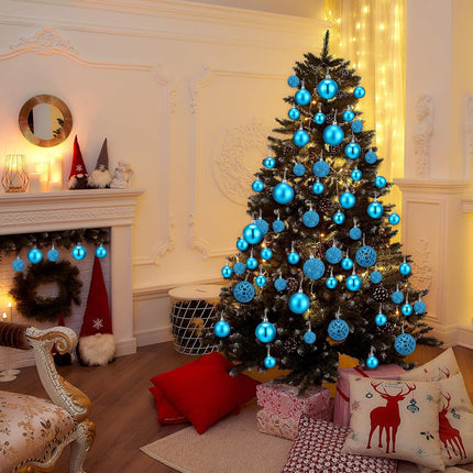 Yunsailing 100 Pcs Christmas Ball Ornaments Decorative Hanging Baubles Set Christmas Balls Xmas Seasonal Decorative Pendants for Christmas Tree Holiday Wedding Party Decorations (Lake Blue)