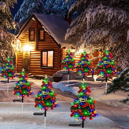 Solar Christams Tree Lights 2PCS Solar Xmas Tree Lights Garden Pathway Decor Outdoor Waterproof 40LED-Lights with Constant & Flashing Modes for Christmas Decoration of Yard Lawn