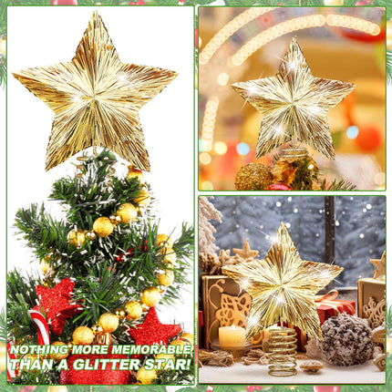 Christmas Tree Topper Star Gold Christmas Tree Decorations Large Champagne Star Topper 8 x 11 x 2 Inches Glitter Sequin Star Xmas Holiday Decor for Christmas Tree