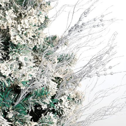 SUPREME XMAS 30 Pack Artificial Glitter Berry Stem Ornaments, Silver Christmas Twigs Branches Picks Ornaments Set for Xmas Tree Decorations Wreath Vases Fireplace Holiday Wedding Party Home Decor