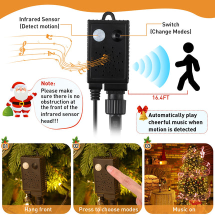 Enhon 500 LED 164Ft Halloween String Lights Outdoor with Spooky Music, Infrared Motion Sensor Controller Waterproof Lighted Halloween Fairy Lights for Halloween Party Decorations(Warm White)