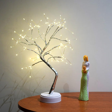 Twinkling Tree Fairy Light Spirit Tree Lamp Bonsai Tree Light, Fairy Light Tree, Cute Room Decor Aesthetic Decor, Night Light Lamp, Twinkle Tree, (Silver Branches 108 LED)