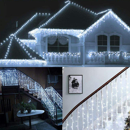 ZIMINGU Icicle Dripping Lights, 13FT 144 LEDs 8 Modes Christmas Connectable Twinkle Window Curtain Fairy Waterfall Diwali Ceiling String Lights for Outdoor Indoor Decorations (Cool White, 4X0.6M)
