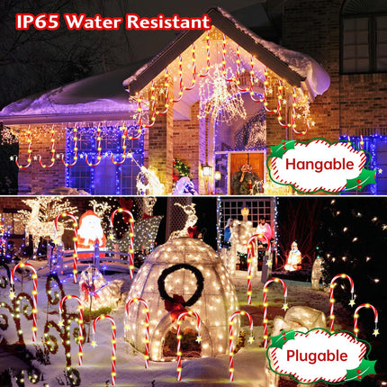 Christmas Decorations 10 Pack 22" Solar Christmas Candy Cane Lights Waterproof,Christmas Lights Outdoor Pathway with 8 Modes,Outdoor Christmas Decorations Outside for Walkway Yard Garden/Pathway