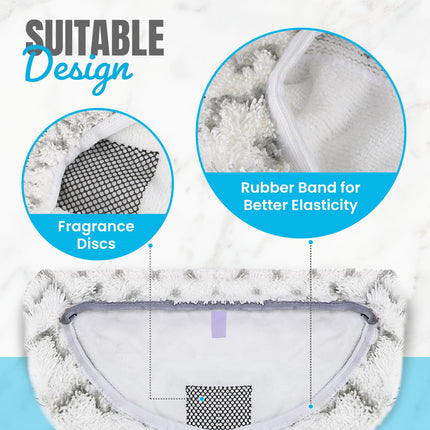4 Pack Steam Mop Pads For Bissell Powerfresh Steam Mop 1940 1440 1544 1806 2075 Series, Model 19402 19404 19408 19409 1940A 1940F 1940Q 1940T 1940W B0006 B0017, Reusable Cleaning Pad 2+2