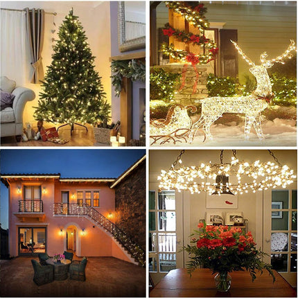 Outdoor Indoor String Lights Christmas 300LED Warm White Fairy Lights 99ft Green Wire Dimmable with Remote Control, Waterproof Fairy Light for DIY Christmas Tree Bedroom Patio Party Decor