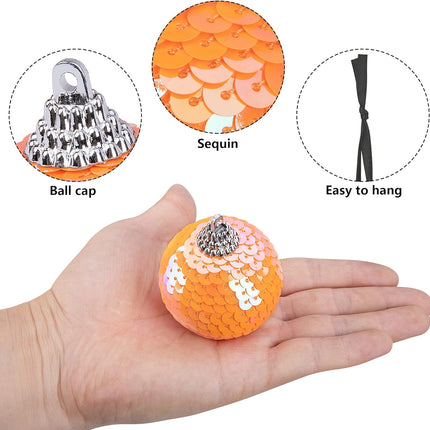 12pcs Halloween Ball Ornaments - 1.96" Halloween Sequin Hanging Ball - Scary Halloween Theme Hanging Balls for Halloween Wreath Ornaments and Party Decoration