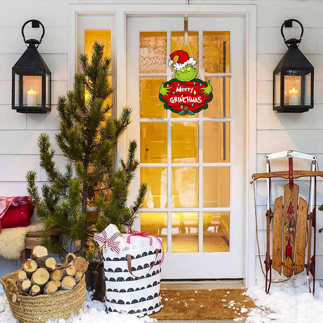 Christmas Door Sign Christmas Decorations - Merry Christmas Wall Decor Christmas Ornaments - Xmas Wooden Door Hanger Wreath for Christmas Decorations Indoor Outdoor Party Supplies