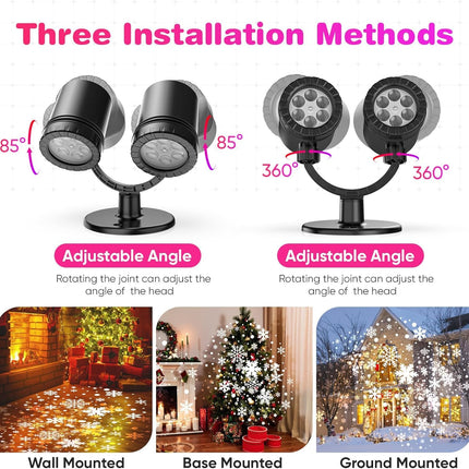 Snowflake Projector Lights Outdoor, 2.0 HD Dynamic Christmas Projector Lights Outdoor, IP65 Waterproof Snow Projection Light for Xmas, Holiday, Wedding, Party, Home, Garden Landscape