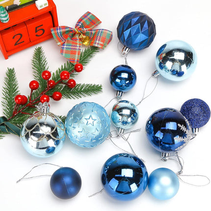 DomeStar 100PCS Shatterproof Blue Christmas Ornament Set - Glitter Balls for Tree Decor and Wreaths