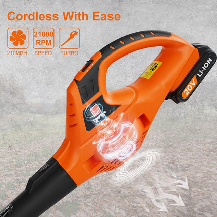 Leisch Life Cordless Leaf Blower with 2.0Ah Battery & Fast Charger+Cordless Leaf Blower Straps
