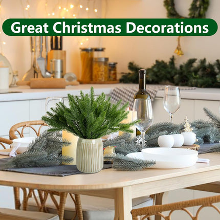 Alpurple 45 Packs Artificial Pine Needles Branches Garland- 10.2 x 2.5 Inch Green Plants Pine Needles, Fake Greenery Pine Picks for DIY Garland Wreath Christmas Embellishing and Home Garden Decoration
