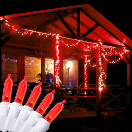 Holiday Essence 100 LED Red Christmas, White Wire 26.9 Feet Long String Lights Set for Outdoor/Indoor Décor, Valentines Day, Wedding, Halloween, Christmas Tree, Lighting Decorations, UL