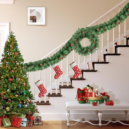 Uten 8.8FT Christmas Garlands Xmas Artificial Decorations with PVC/PE Berries Cones for Indoor Outdoor Garden Gate Home Winter Holiday Year