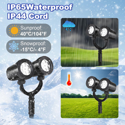 Snowflake Projection Light, Christmas Outdoor Double Headed Snowflake Projection Light, LED Snowfall Spotlight IP65 Waterproof Rating, Suitable for Christmas Garden Decoration (HT-TY-13)