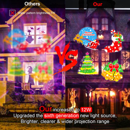 Christmas Projector Lights Outdoor, LED Holiday Projector Night Lights Waterproof with Remote Control & Timer for Christmas, Halloween, Party, Yard Garden Decorations