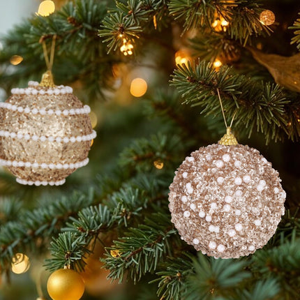 12Pcs Christmas Ball Ornaments, Champagne Christmas Ornaments, Christmas Tree Decorations, Shatterproof Christmas Ornaments Set, 70MM Glittering Pearl Decor for Christmas Tree Xmas Party Holiday