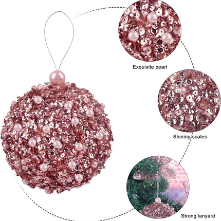 4.25" Christmas Ball Ornaments 4pc Set Rose Gold Shatterproof Christmas Decorations Tree Balls for Xmas Trees Wedding Party Holiday Decorations Tabletop Small Trees Decoration (Rose Gold)