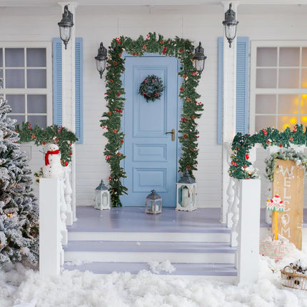 Christmas Garland with Lights,9FT Christmas Decorations Pine Garland with 50 Led Lights String,Lighted Garland for Indoor,Stairs, Railing, Outdoor,Home Decor