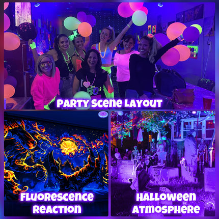 White Casing Black Light Bulbs, Blacklight Bulb 6 Packs, 120W Equivalent, E26 BR30 LED Black Light Bulb 385-400nm for Halloween Christmas Decor, Body Paint, Glow Party, Fluorescent Poster
