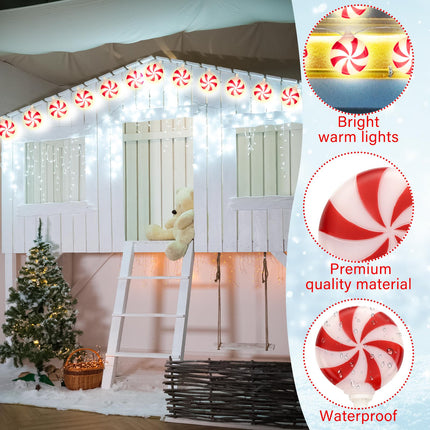 Ganeen 2 Pcs Jumbo Christmas Lights String Christmas Outdoor Decorations Lights Giant Christmas Lights Large Hanging LED Bulbs for Holiday Xmas Roof Home Tree Yard(Candy Style, Total 32 FT)
